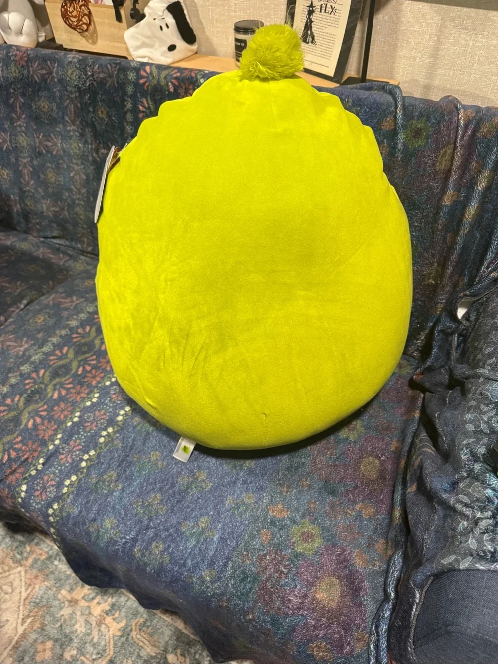 Squishmallows Green Grinch Plush Pillow with Red Heart